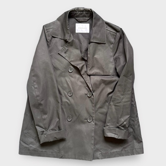Everlane Short Swing Trench Coat Black Double Breasted Button Front Size M - Picture 11 of 11